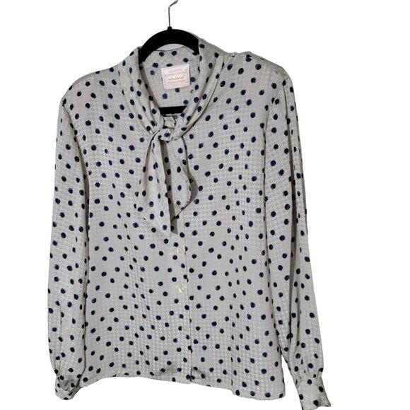 Country Sophisticates By Pendleton Polka Dot Vintage Blouse Tie Neck‎ Size 16 - Picture 1 of 11